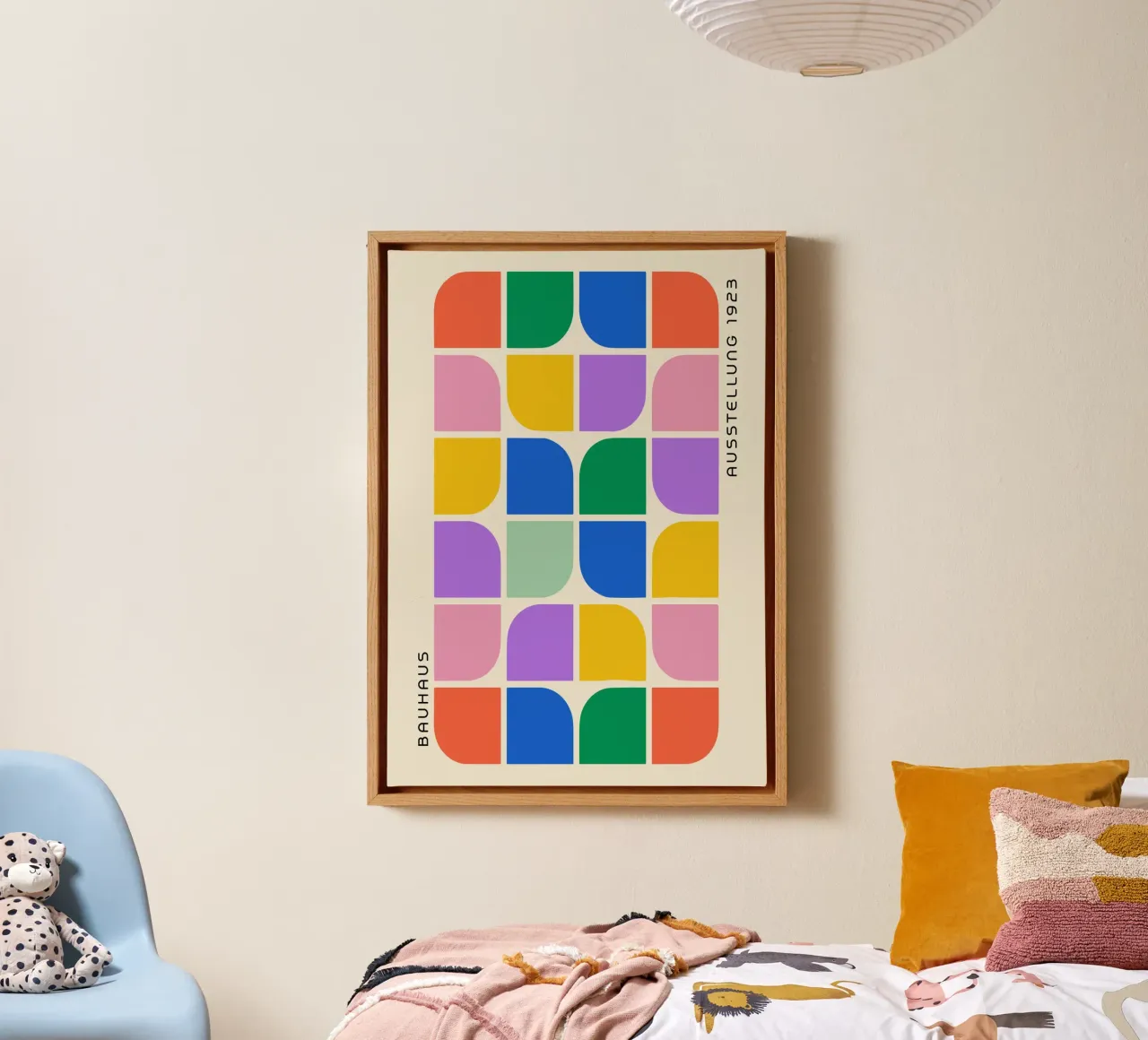 Bauhaus 1923 Exhibition Geometric Pattern Print canvas with Floater frame by NorwesClub