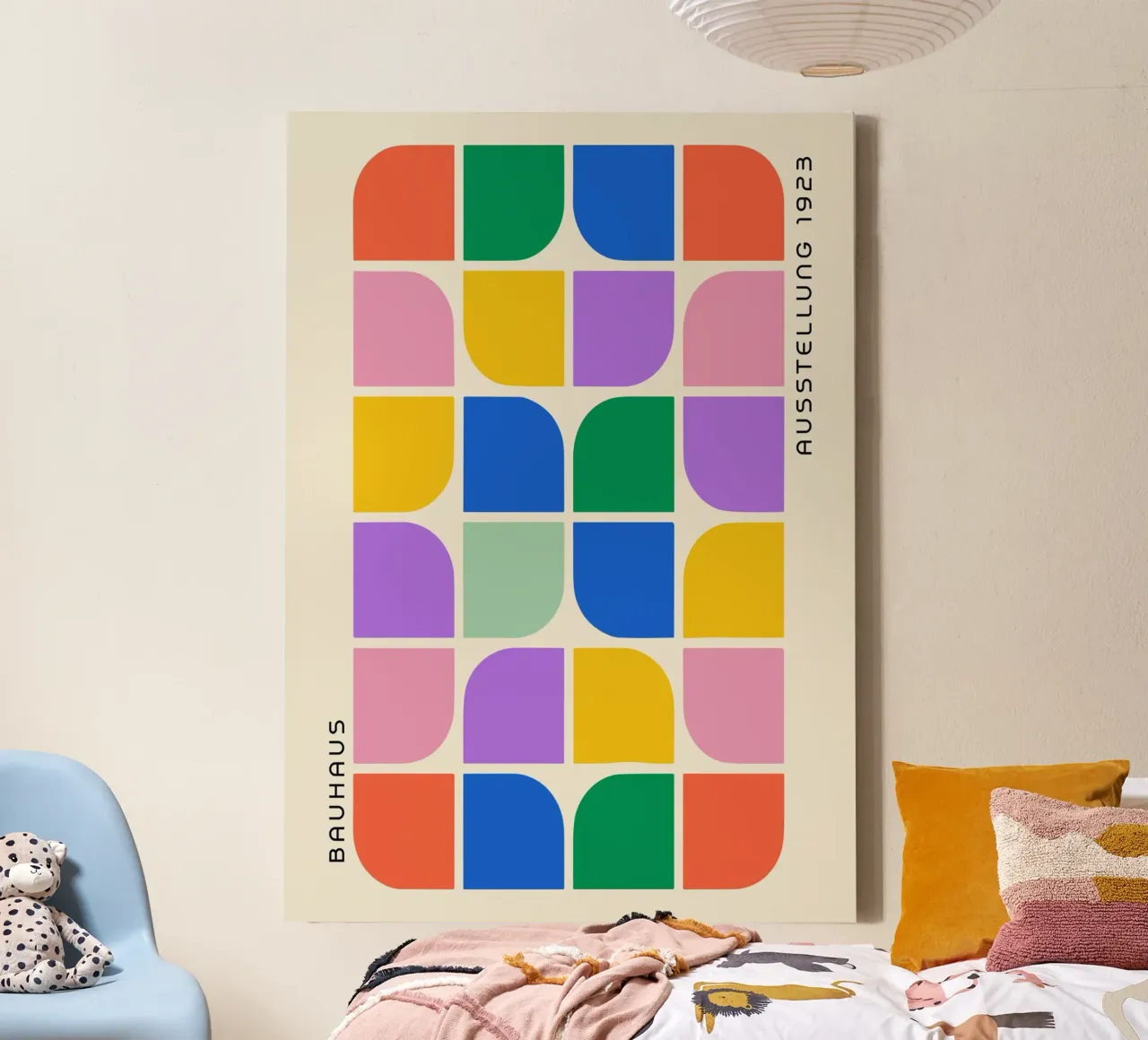 Bauhaus 1923 Exhibition Geometric Pattern Print canvas with Floater frame by NorwesClub