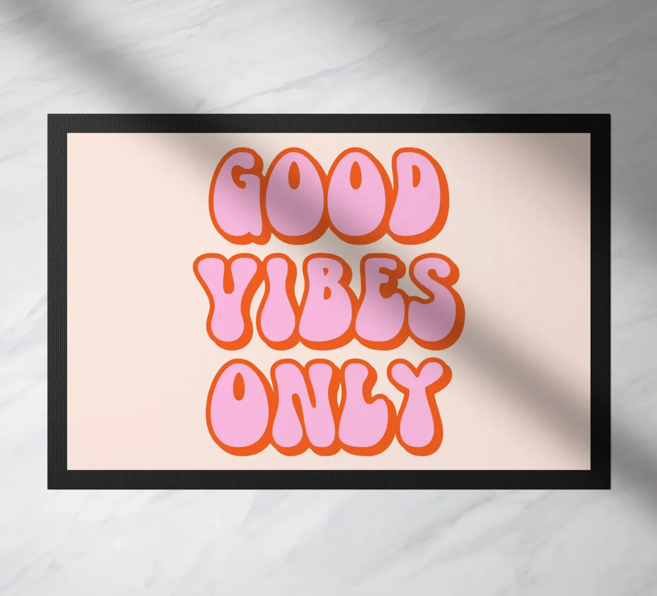 Good Vibes Only (Peach tone) doormat by Paigaam Studio