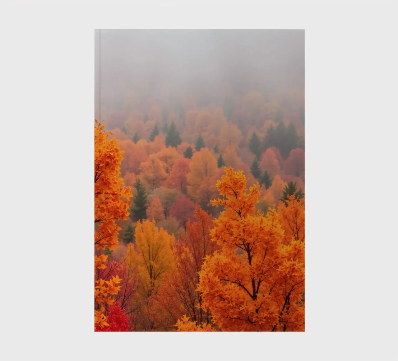 fall foliage creating a stunning backdrop in a misty forest notebook by DesignDoodle