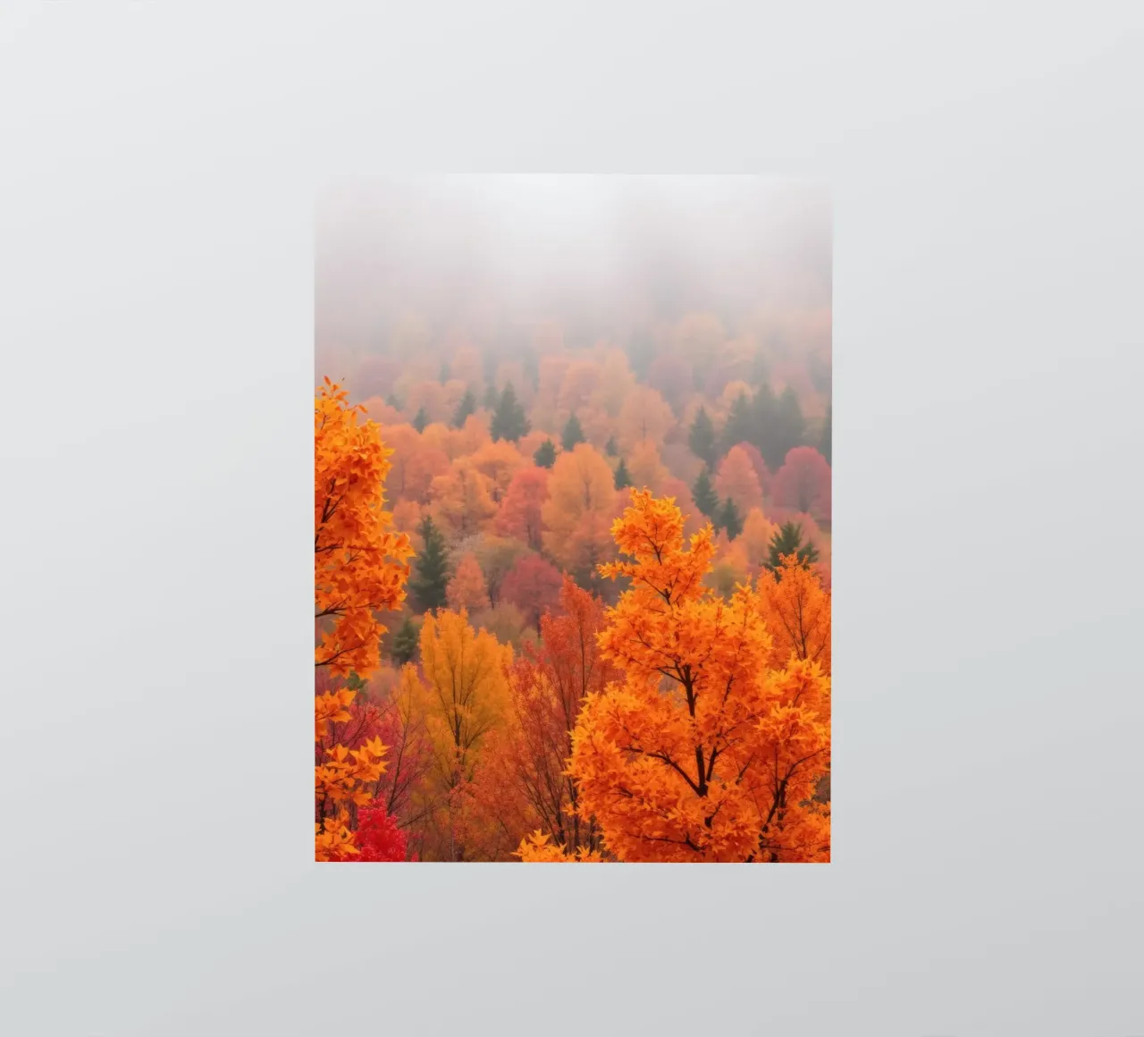 fall foliage creating a stunning backdrop in a misty forest sticker by DesignDoodle