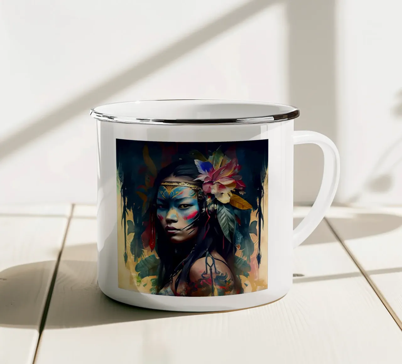 Donna asiatica potente tazza in smalto da Chromatic Fusion Studio