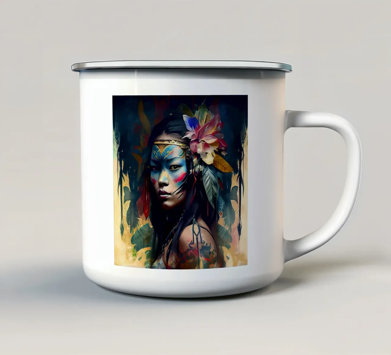Donna asiatica potente tazza in smalto da Chromatic Fusion Studio