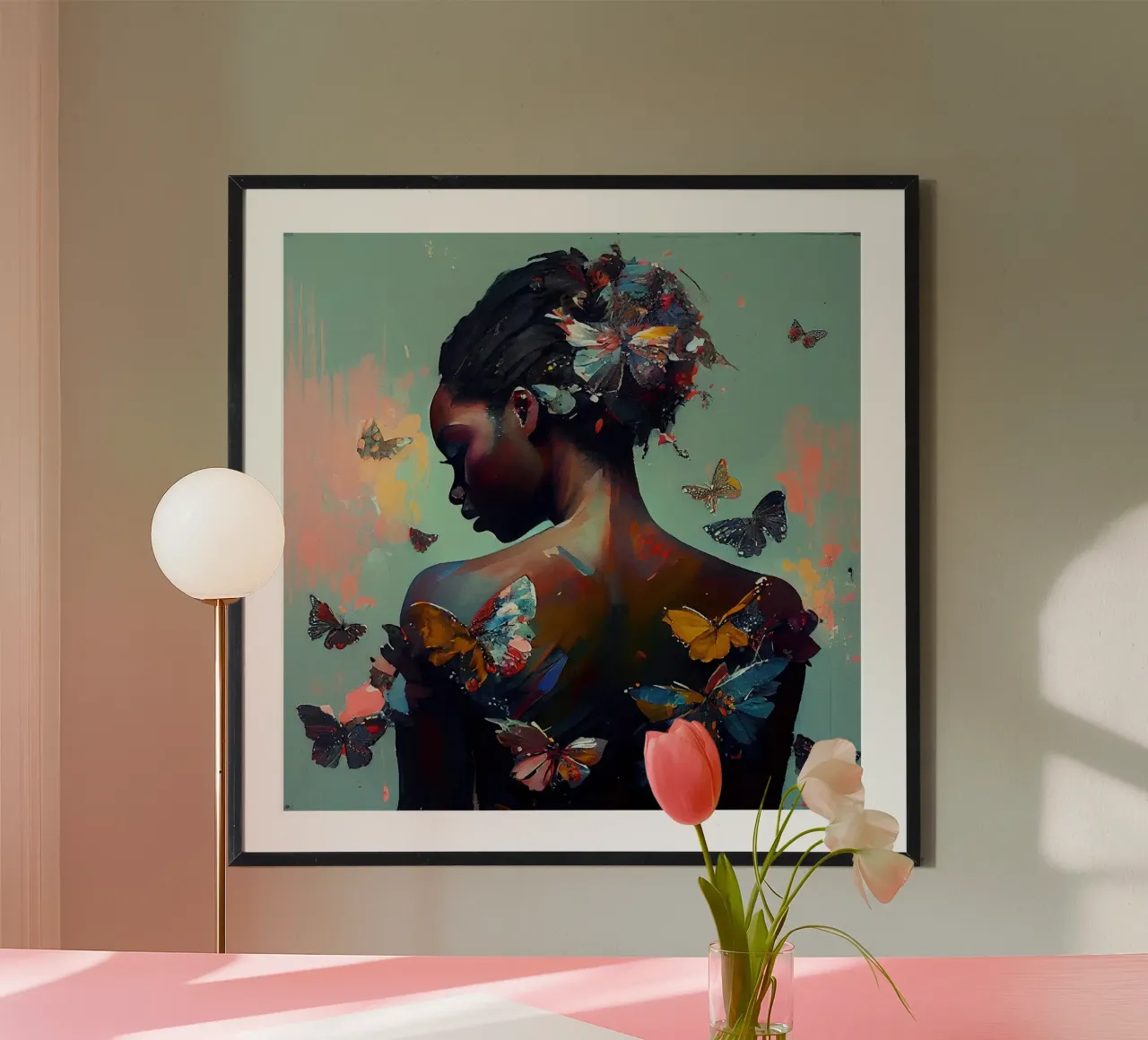 Corpo potente di donna farfalla poster con telaio in alluminio da Chromatic Fusion Studio