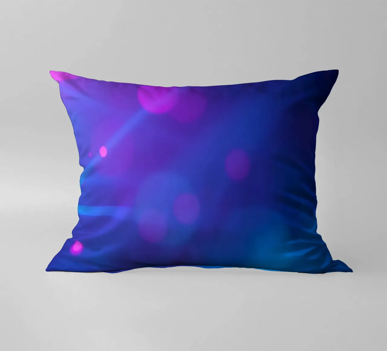 abstract design with blue and pink light rays decorative cushion by DesignDoodle
