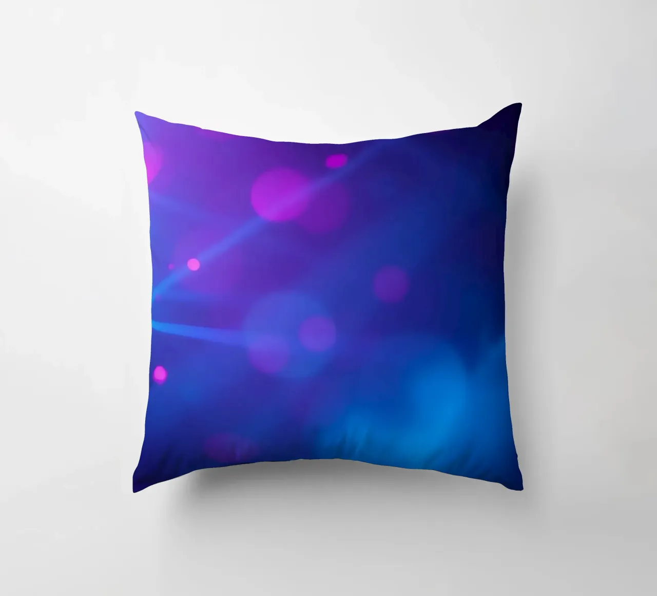 abstract design with blue and pink light rays decorative cushion by DesignDoodle