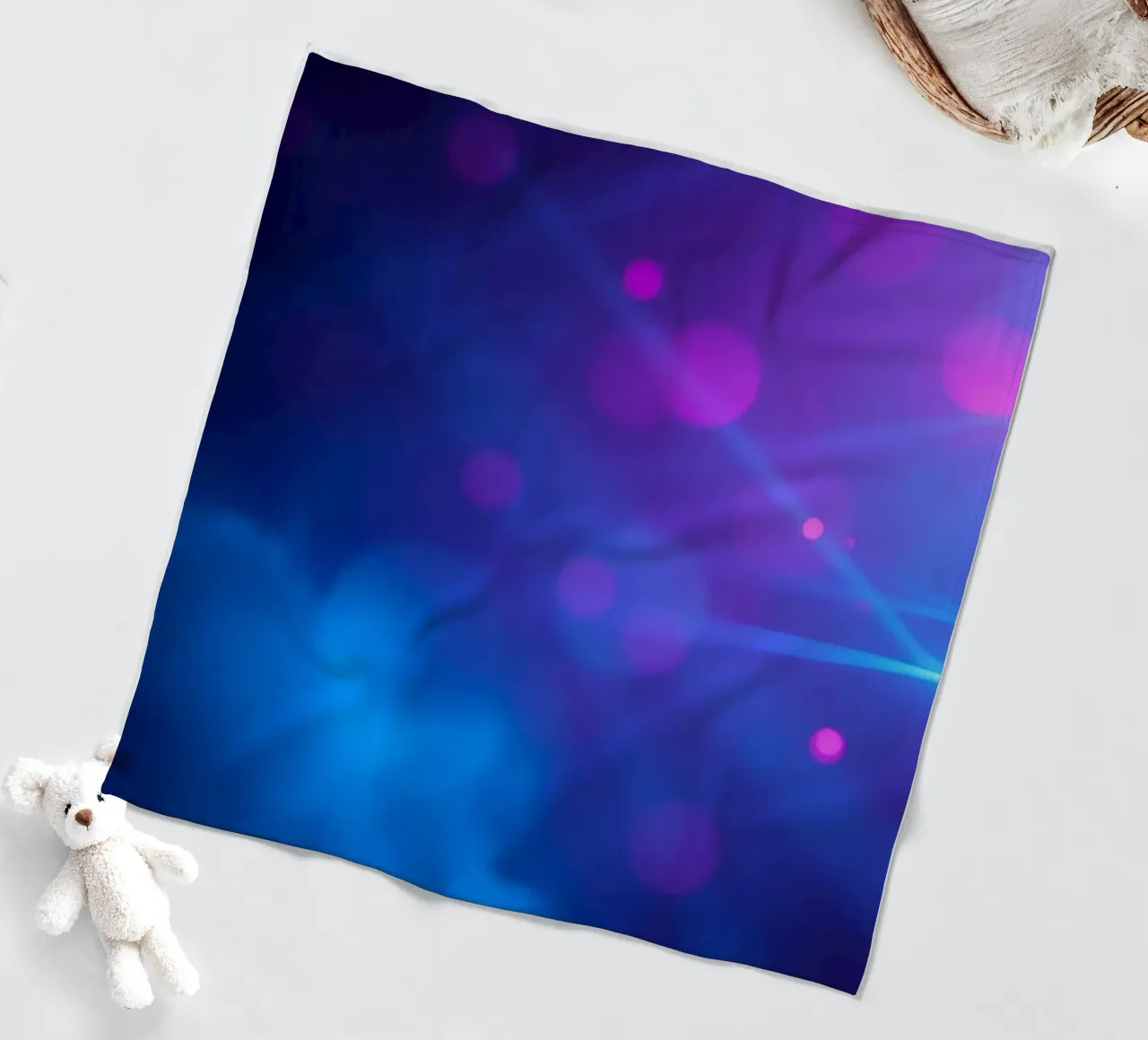 abstract design with blue and pink light rays fleece blanket by DesignDoodle
