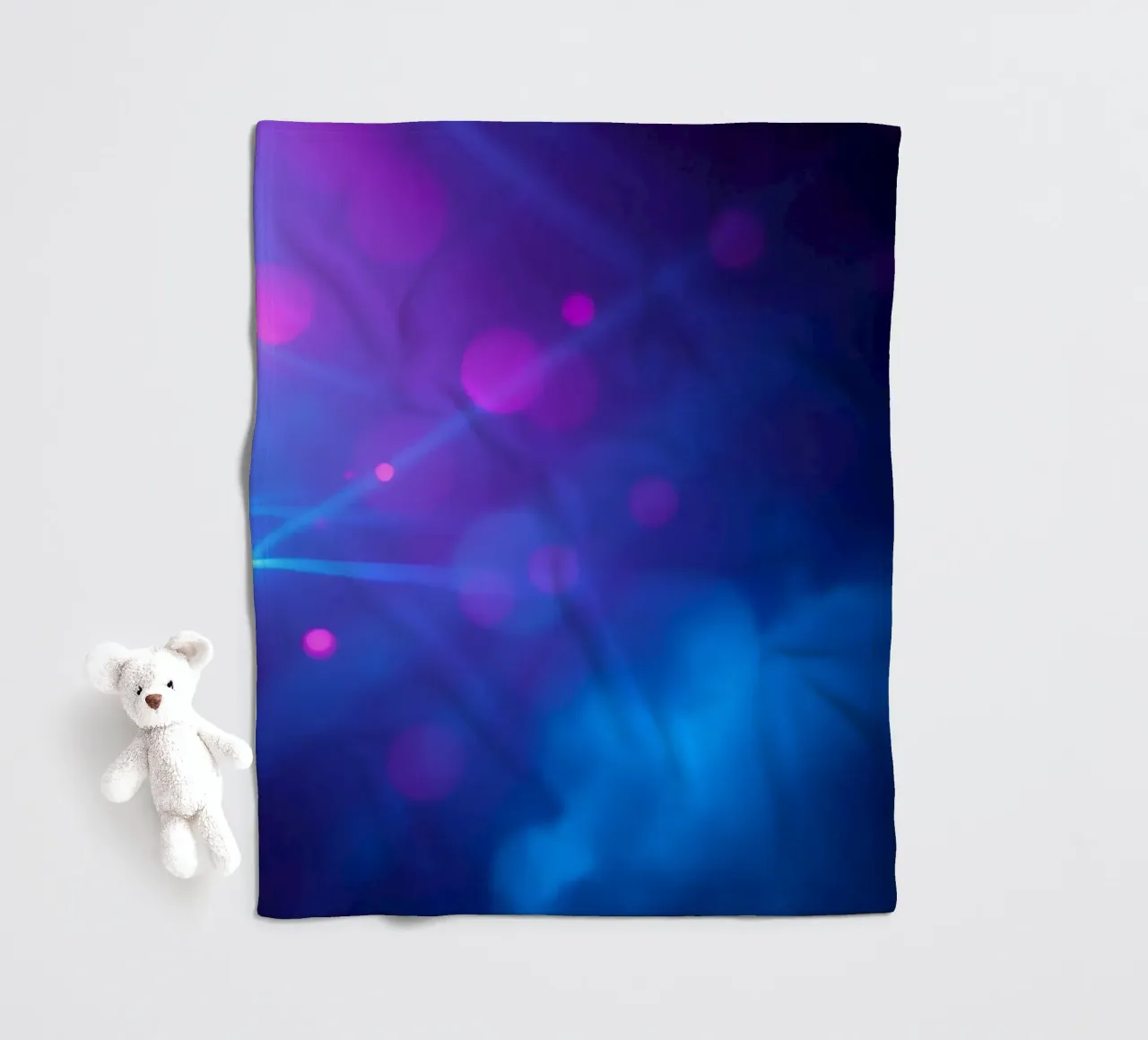 abstract design with blue and pink light rays fleece blanket by DesignDoodle