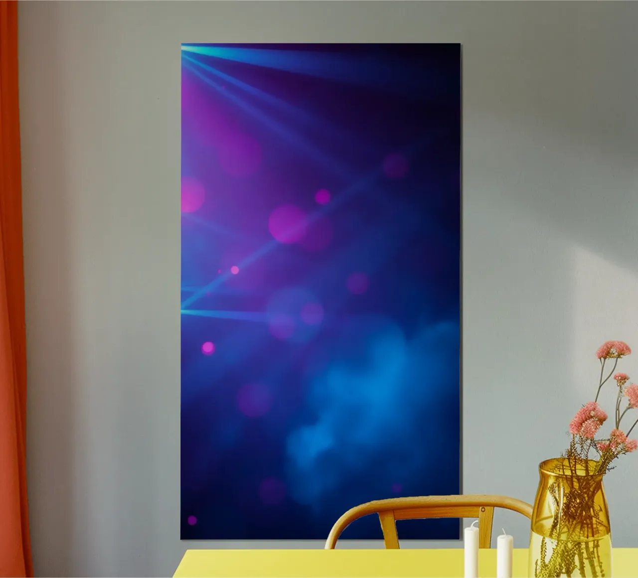 abstract design with blue and pink light rays hahnemühle by DesignDoodle