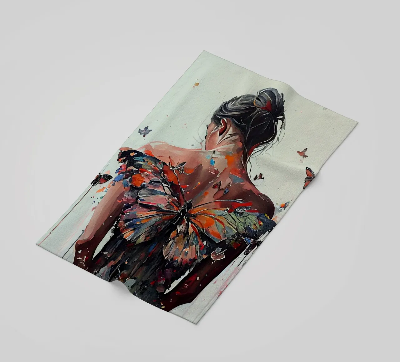 Corpo potente di donna farfalla telo mare da Chromatic Fusion Studio