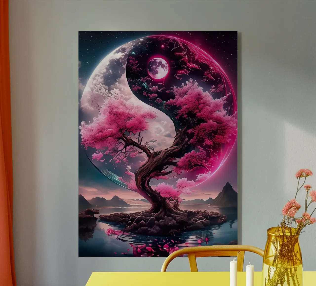 Fiori di ciliegio Yin Yang plexiglass da Margaret Marie Ostrout