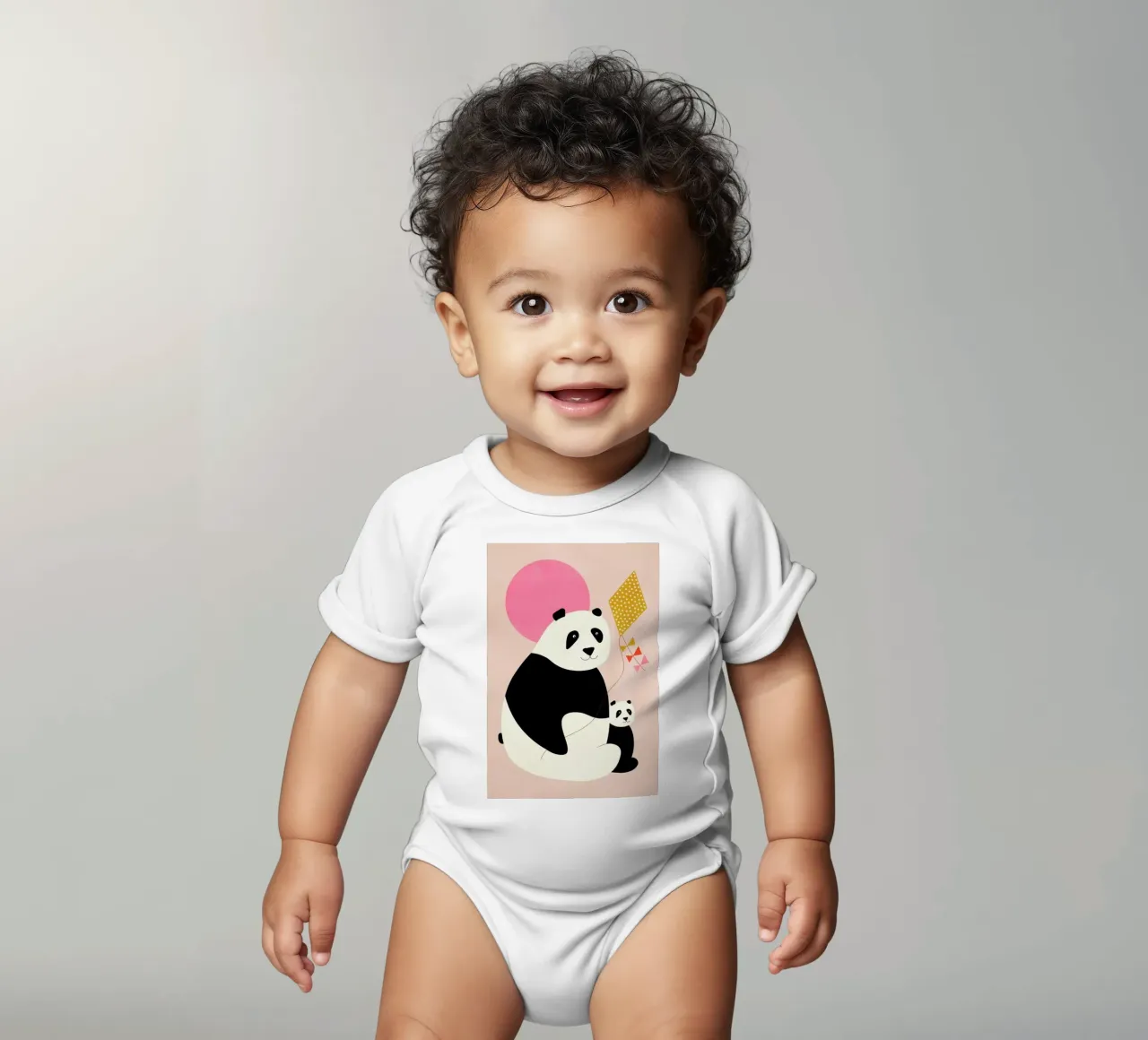 Panda Bears short-sleeve baby romper by Little Flourishes