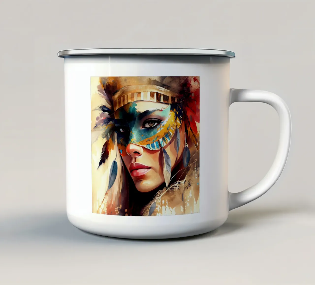 Potente donna del Carnevale tazza in smalto da Chromatic Fusion Studio