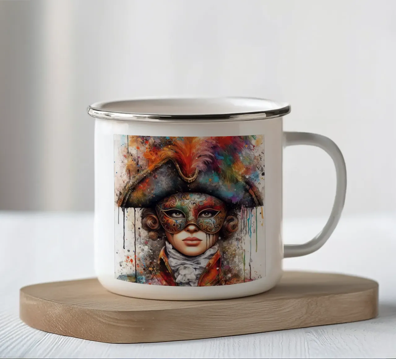 Potente donna del Carnevale tazza in smalto da Chromatic Fusion Studio