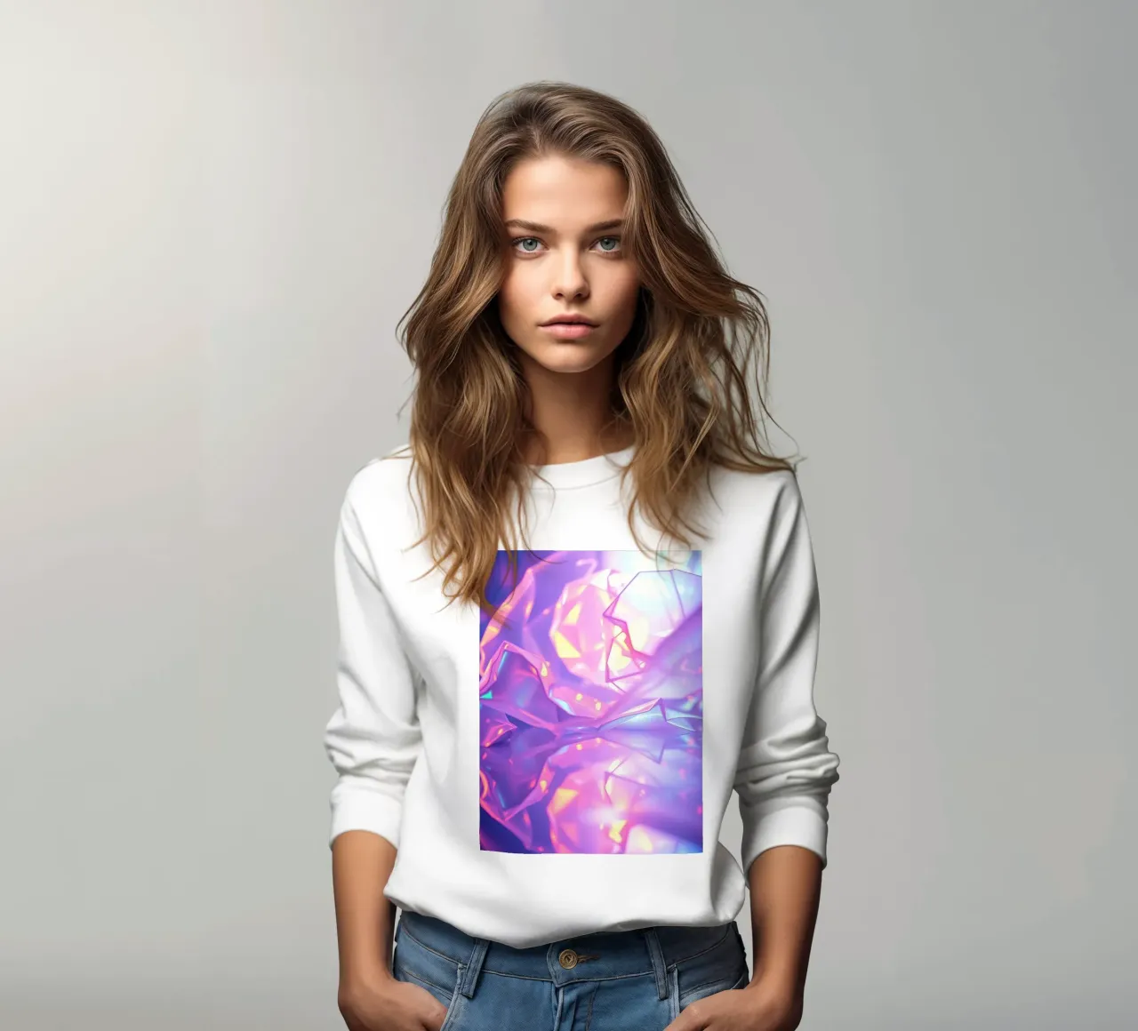 Forme geometriche astratte colorate che riflettono una superficie liscia felpa da DesignDoodle