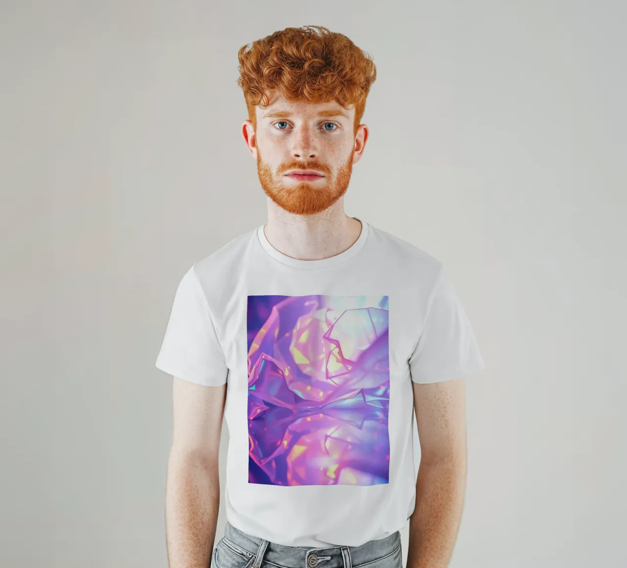 Forme geometriche astratte colorate che riflettono una superficie liscia t-shirt da DesignDoodle