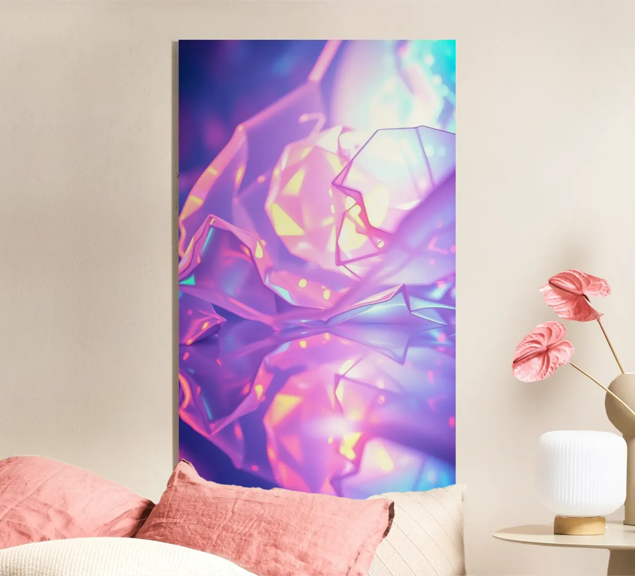 Forme geometriche astratte colorate che riflettono una superficie liscia plexiglass da DesignDoodle