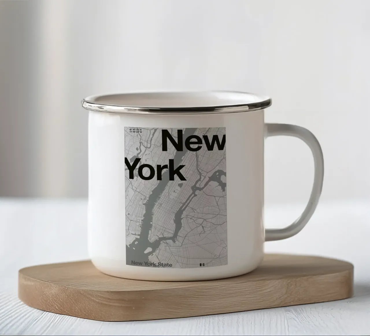 New York Minimal Map tazza in smalto da Florent Bodart