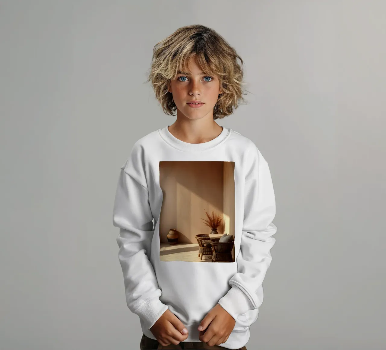 Camera elegante e rilassante con interni minimalisti felpa bambino da DesignDoodle