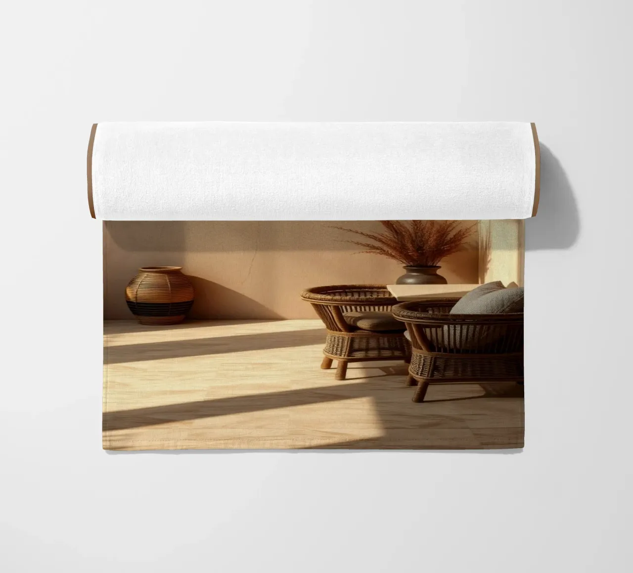 Camera elegante e rilassante con interni minimalisti telo mare da DesignDoodle