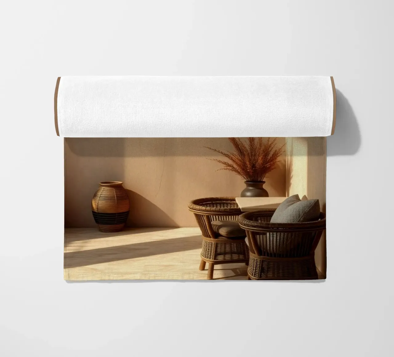 Camera elegante e rilassante con interni minimalisti telo mare da DesignDoodle