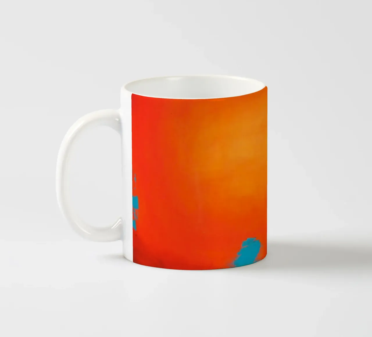 Vue sur l'été - Jaune Orange Bleu Art abstrait mug en céramique de Petra Lang