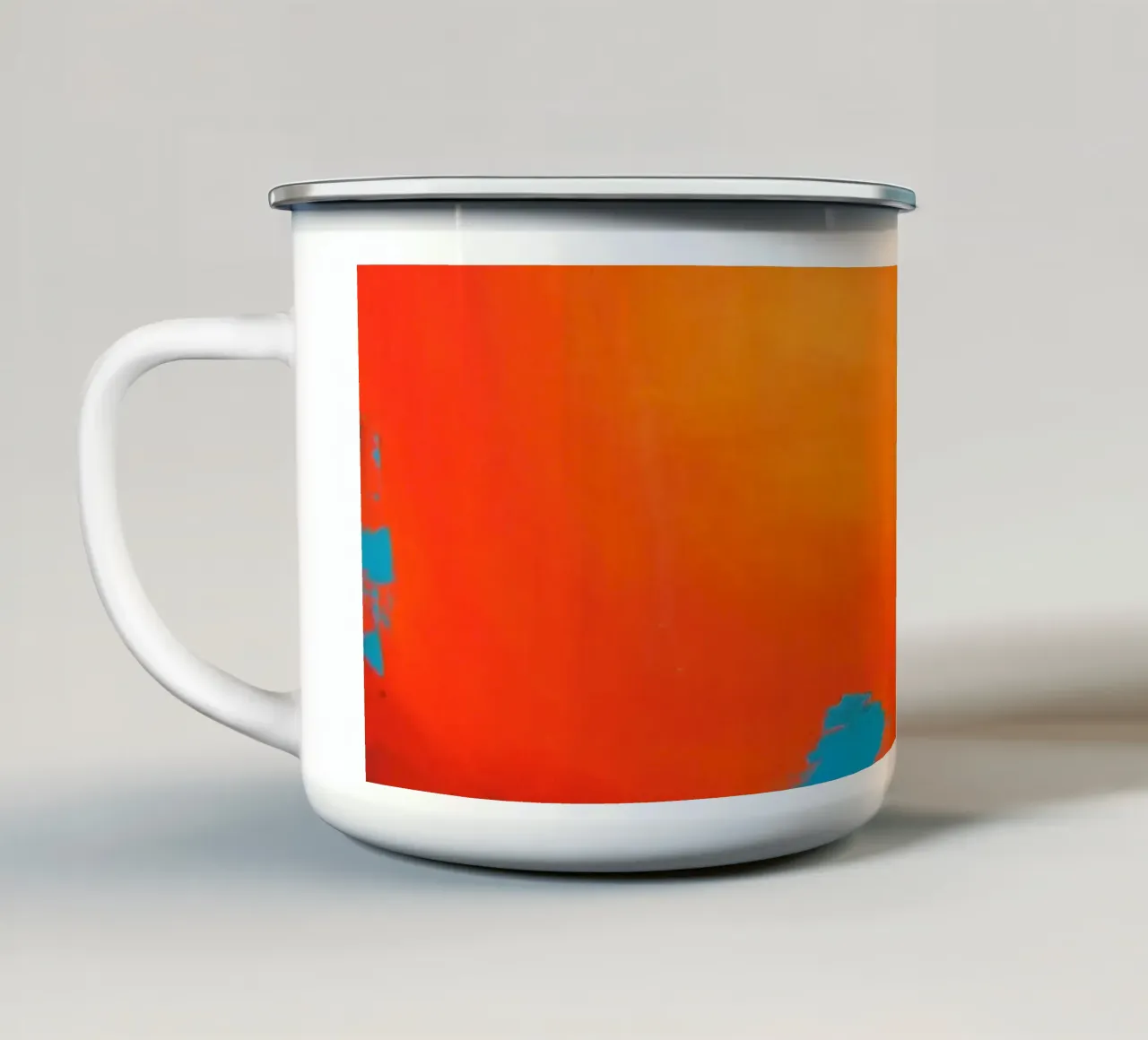 Vue sur l'été - Jaune Orange Bleu Art abstrait mug en émail de Petra Lang