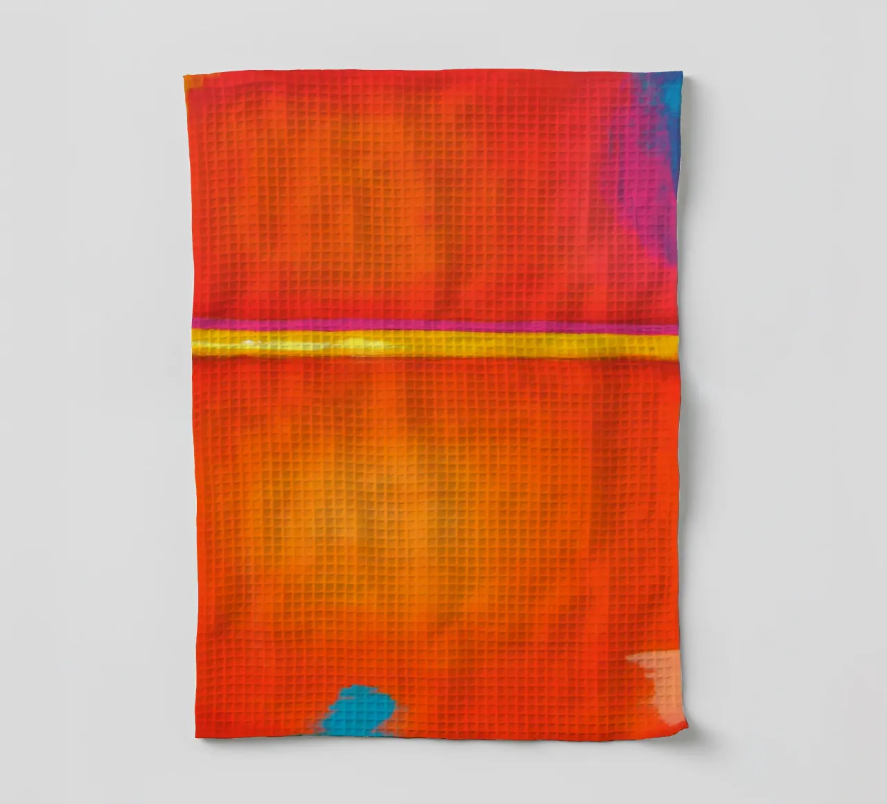 Vue sur l'été - Jaune Orange Bleu Art abstrait torchon de Petra Lang