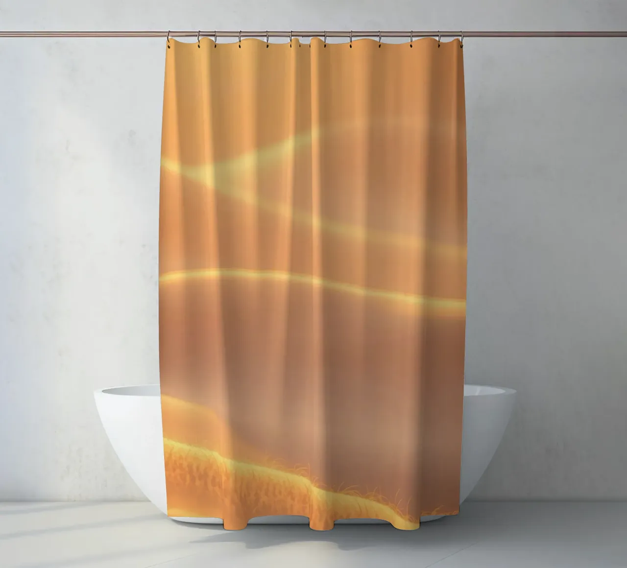 Soft golden waves of light and texture shower curtain by DesignDoodle