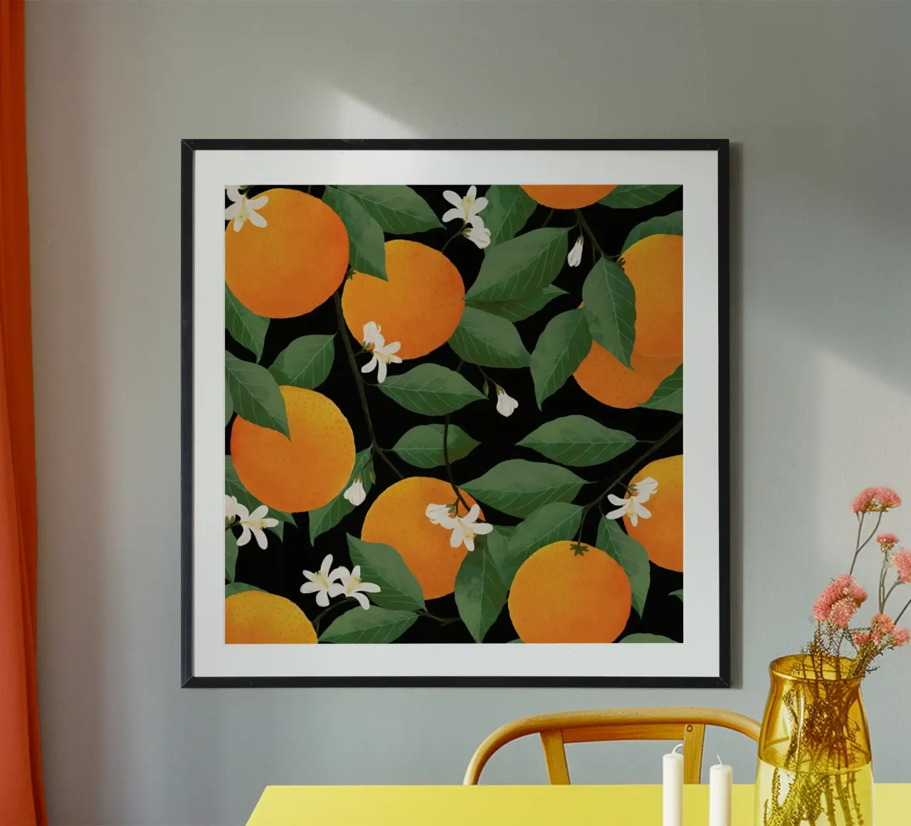 Fresh Citrus Dark poster con telaio in legno da Laura Graves