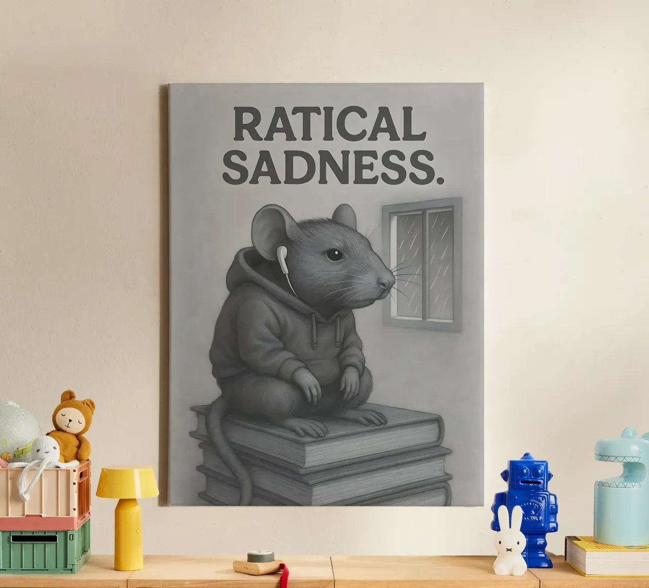 Funny Rat Meme canvas met Baklijst van Funny Humor Art
