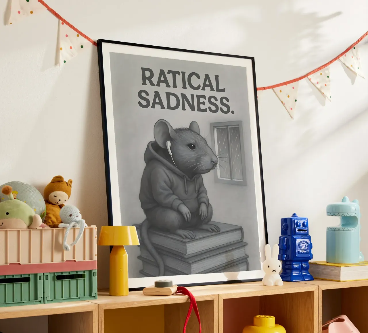 Meme divertente sui ratti poster con telaio in alluminio da Funny Humor Art