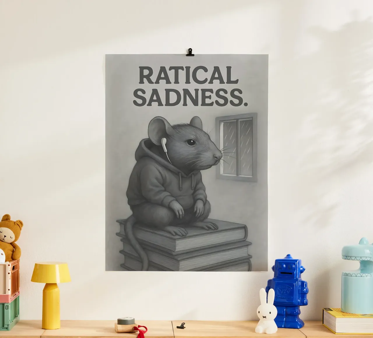 Meme divertente sui ratti poster con telaio in alluminio da Funny Humor Art