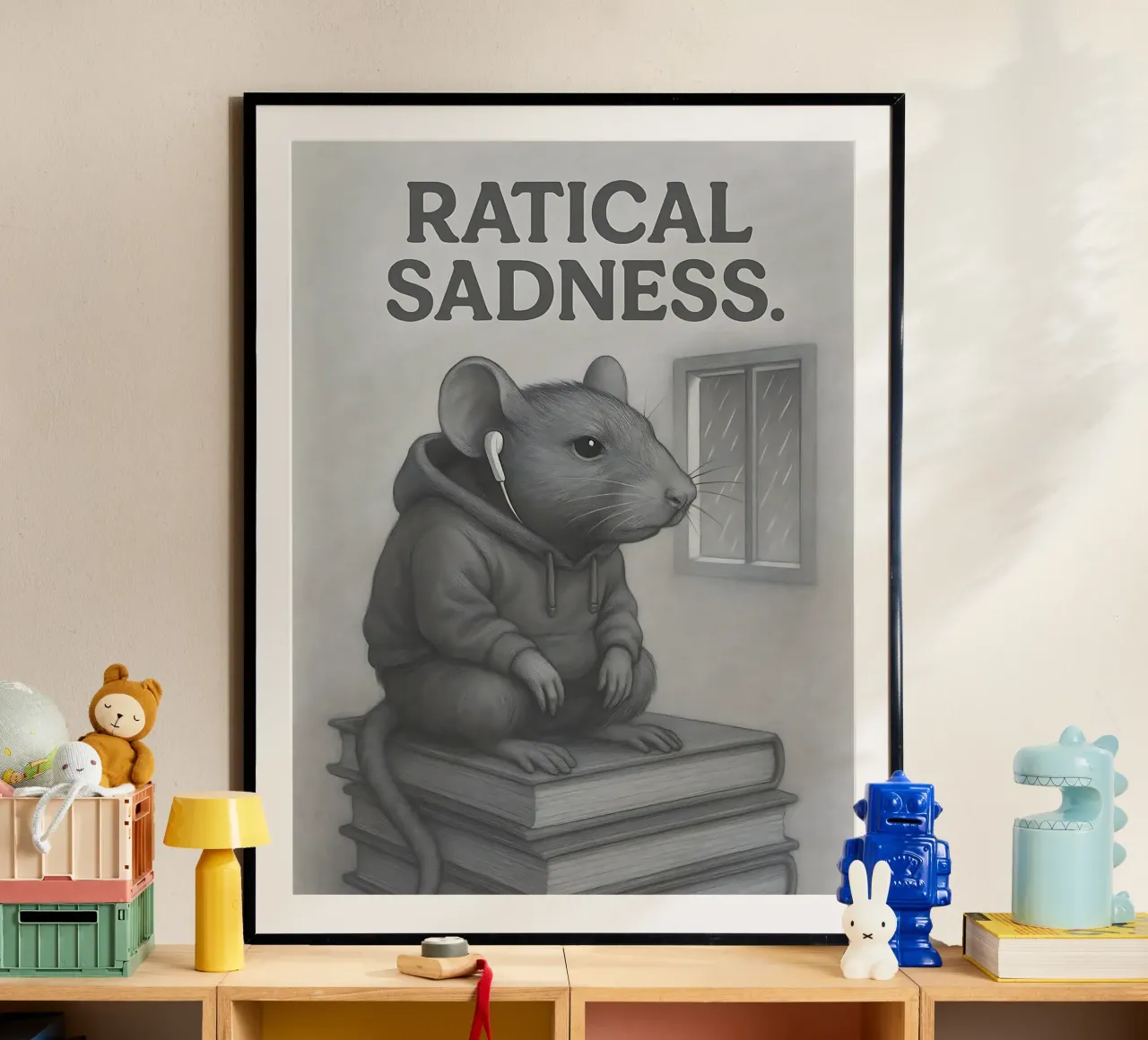 Meme divertente sui ratti poster con telaio in alluminio da Funny Humor Art