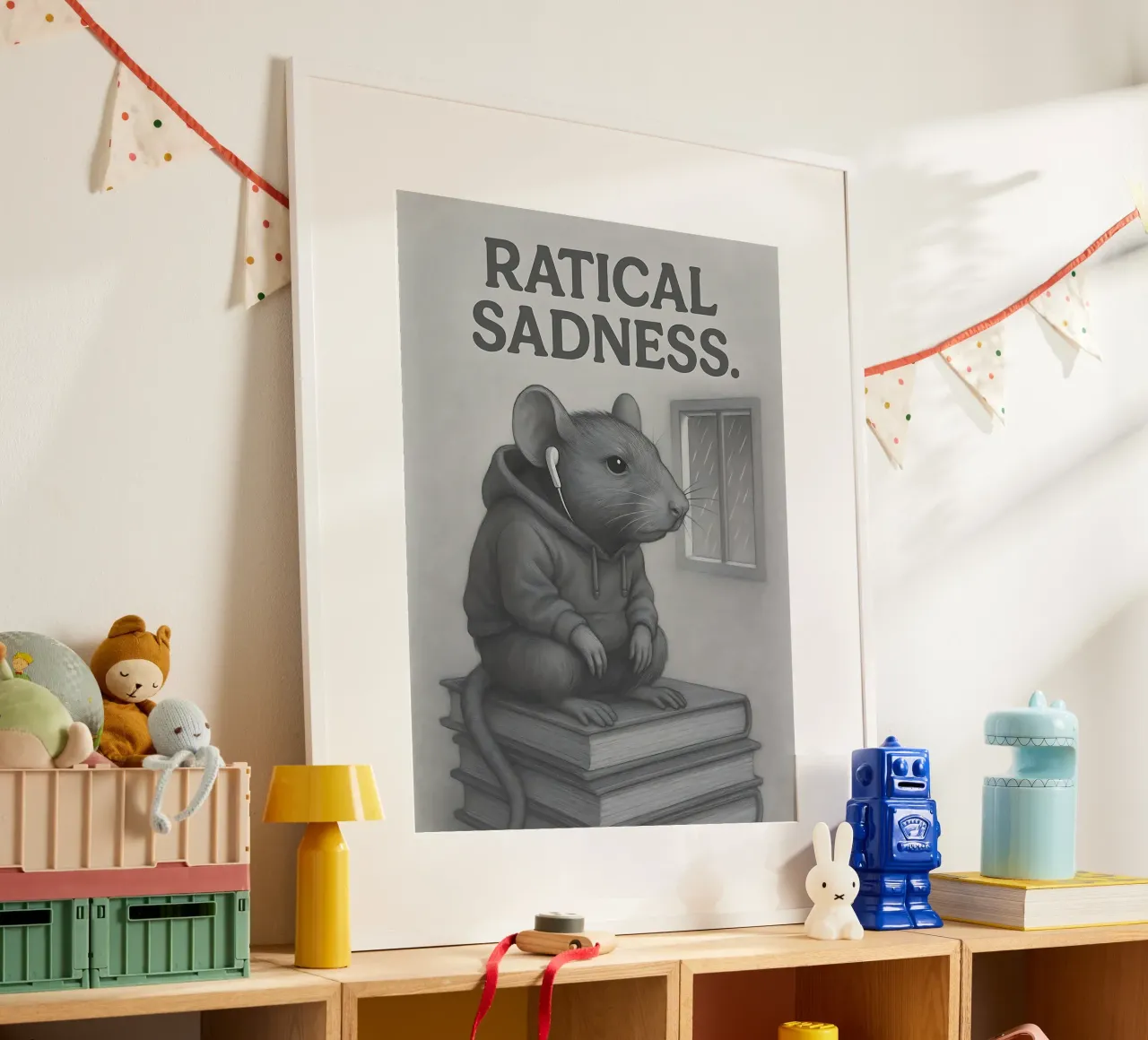Meme divertente sui ratti poster con telaio in alluminio da Funny Humor Art