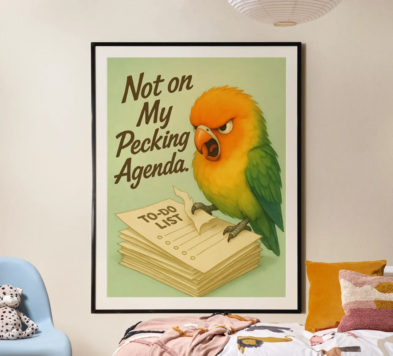 Lustiges afrikanisches Lovebird Meme Hahnemühle von Funny Humor Art