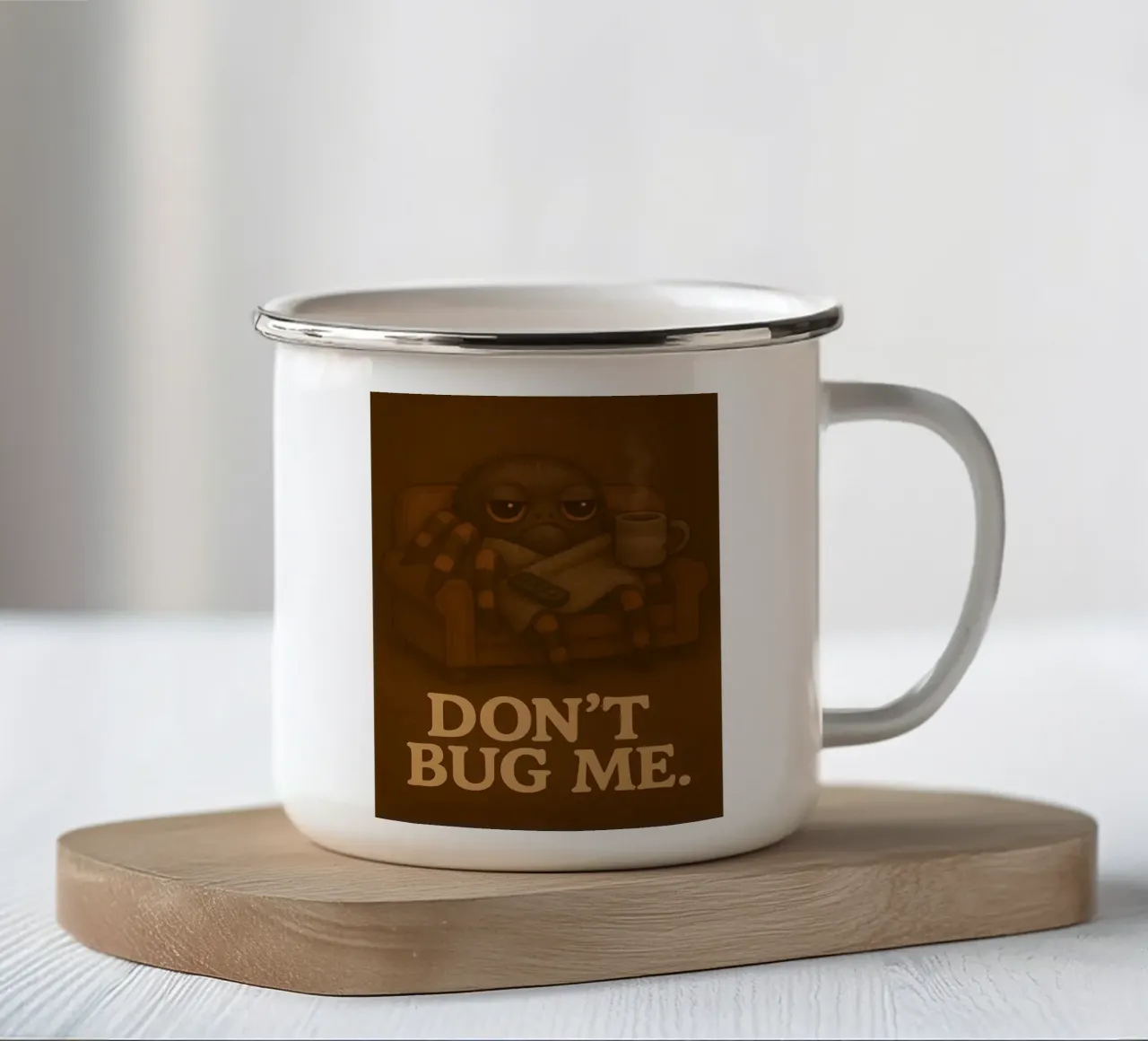 Meme divertente sulla tarantola tazza in smalto da Funny Humor Art