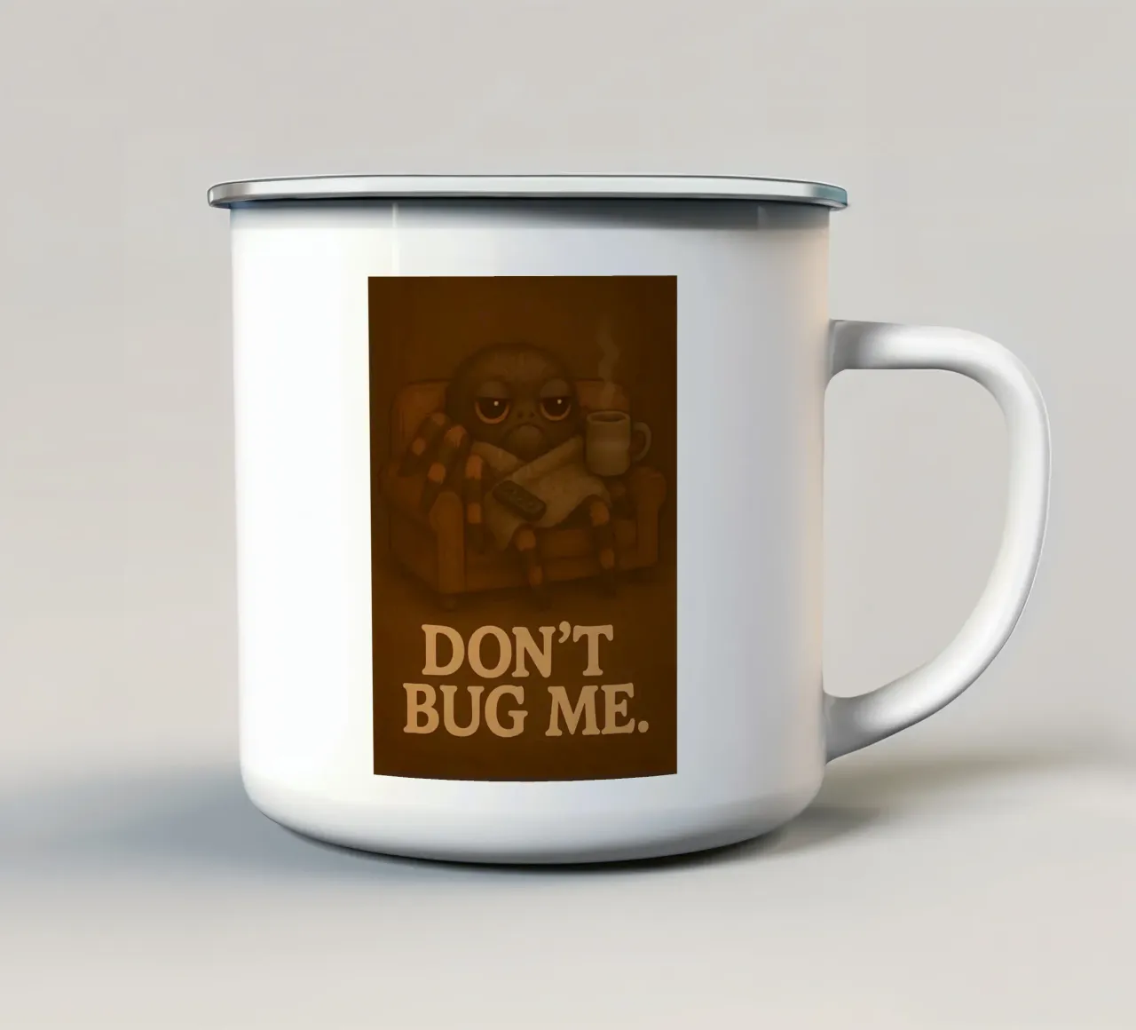 Meme divertente sulla tarantola tazza in smalto da Funny Humor Art