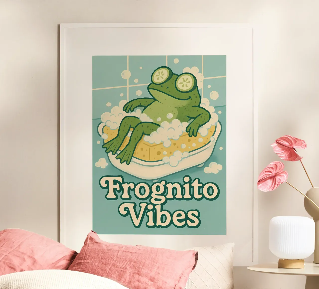 Meme divertente della rana poster con telaio in plastica da Funny Humor Art
