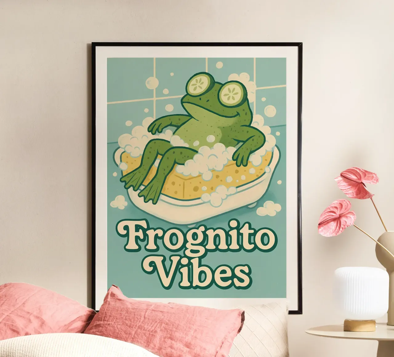 Meme divertente della rana poster con telaio in plastica da Funny Humor Art