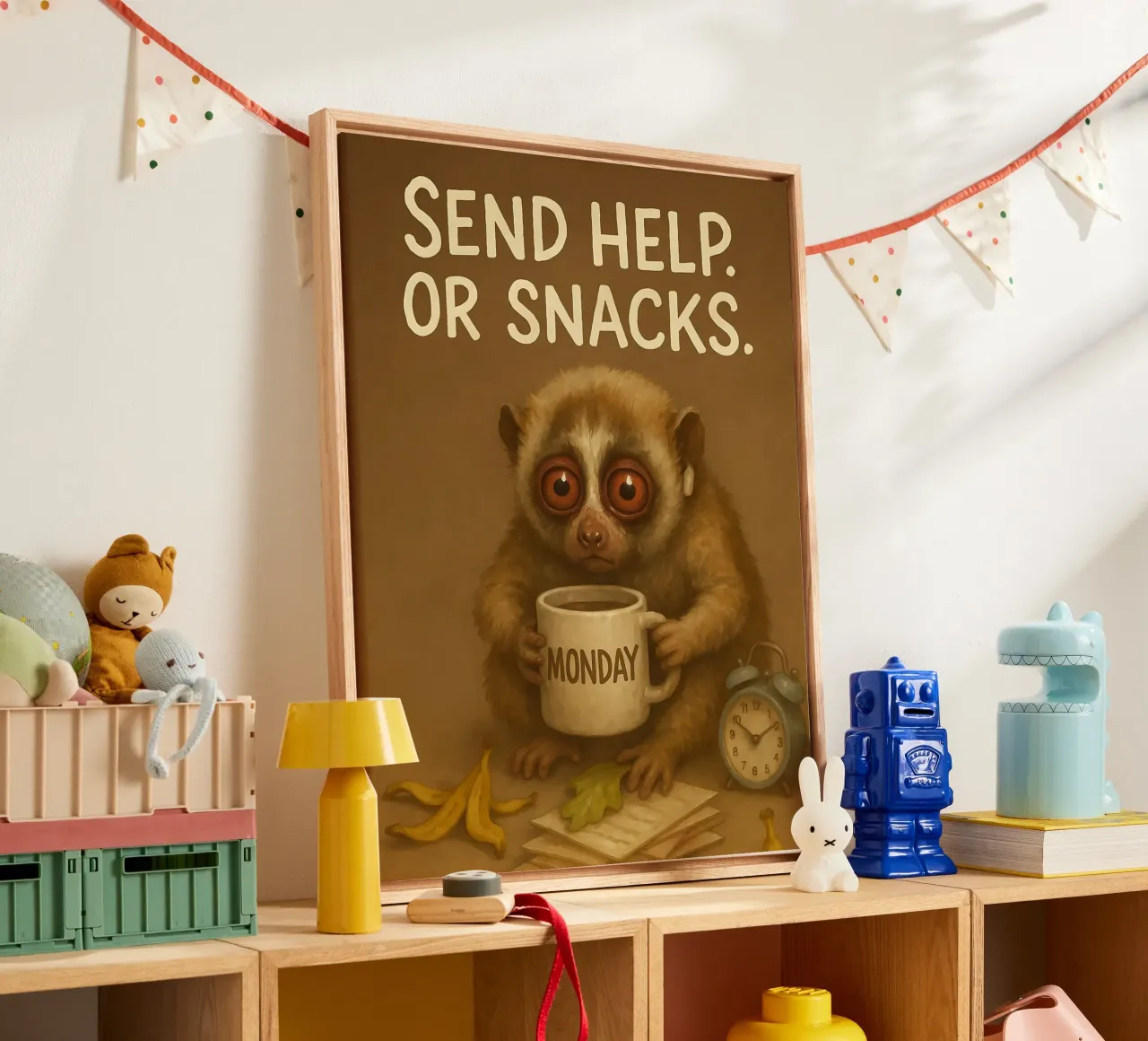 Funny Slow Loris Meme canvas with Floater frame by Funny Humor Art