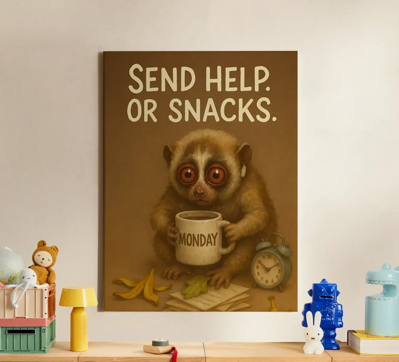 Funny Slow Loris Meme canvas with Floater frame by Funny Humor Art