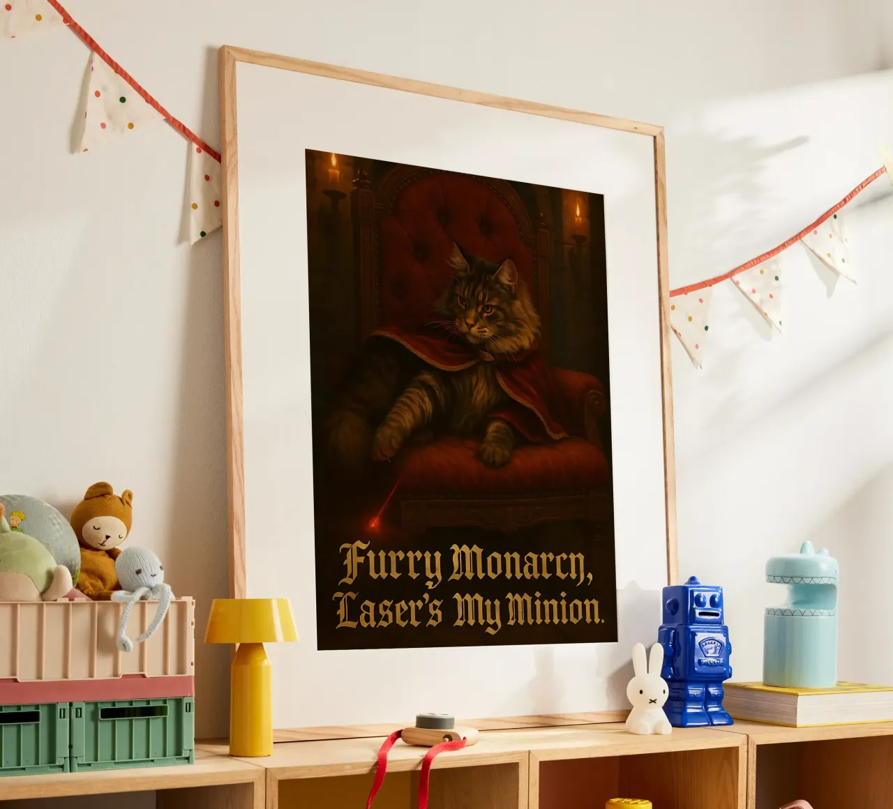 Meme divertente sul gatto Maine Coon poster con telaio in plastica da Funny Humor Art