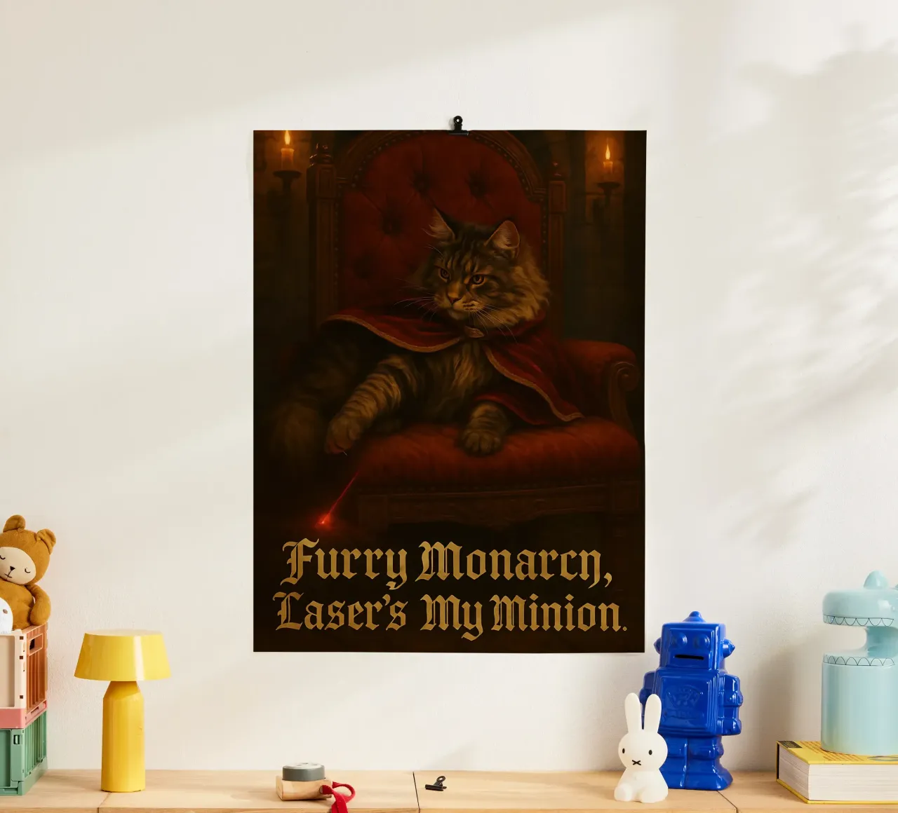 Meme divertente sul gatto Maine Coon poster con telaio in plastica da Funny Humor Art