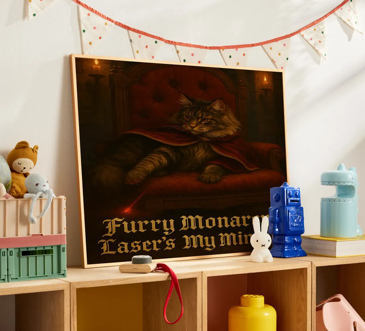Meme divertente sul gatto Maine Coon poster con telaio in plastica da Funny Humor Art