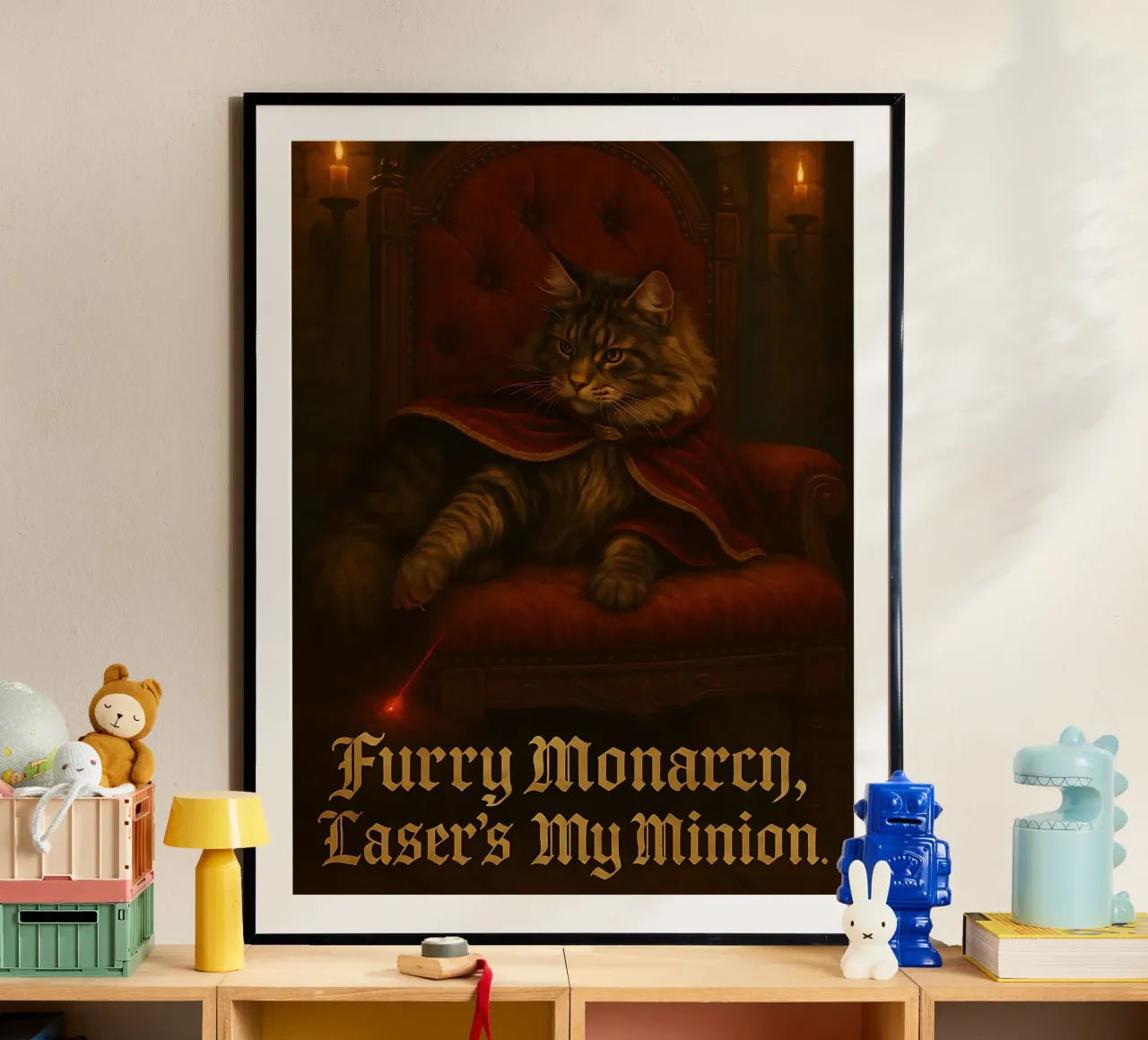 Meme divertente sul gatto Maine Coon poster con telaio in plastica da Funny Humor Art