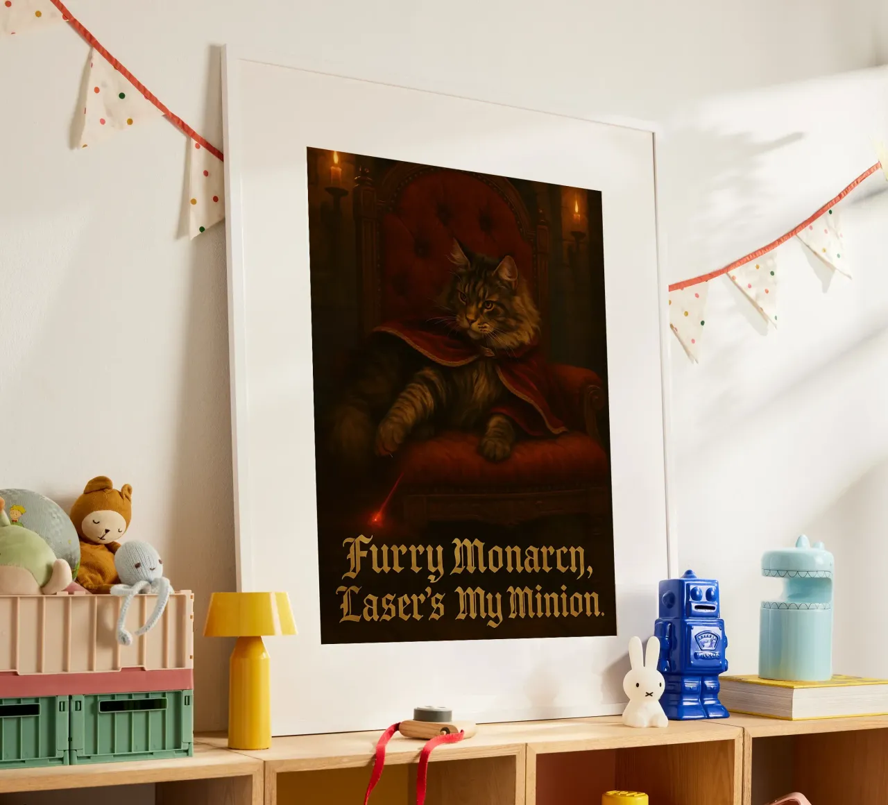 Meme divertente sul gatto Maine Coon poster con telaio in plastica da Funny Humor Art