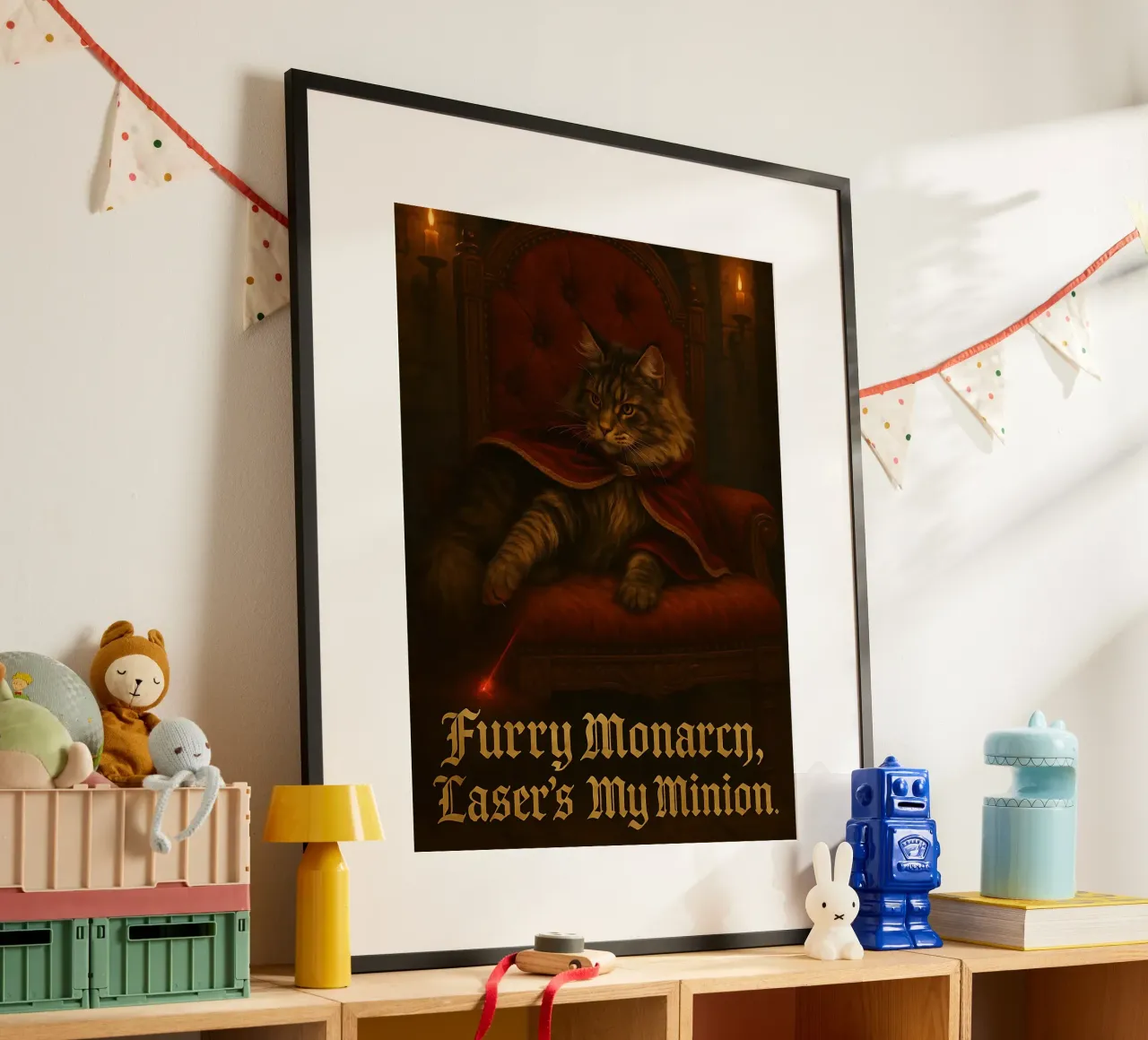 Meme divertente sul gatto Maine Coon poster con telaio in plastica da Funny Humor Art