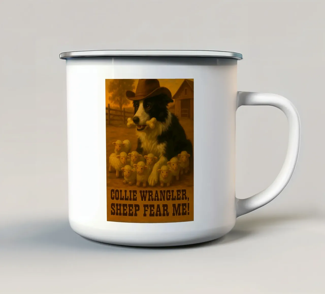 Meme divertente sul Border-Collie tazza in smalto da Funny Humor Art
