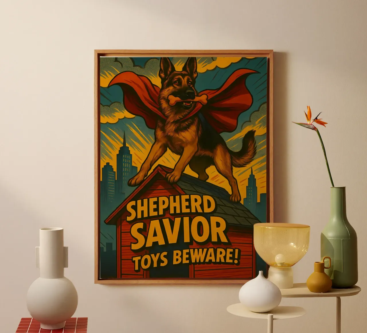 Grappige Duitse Herder Meme canvas met Baklijst van Funny Humor Art